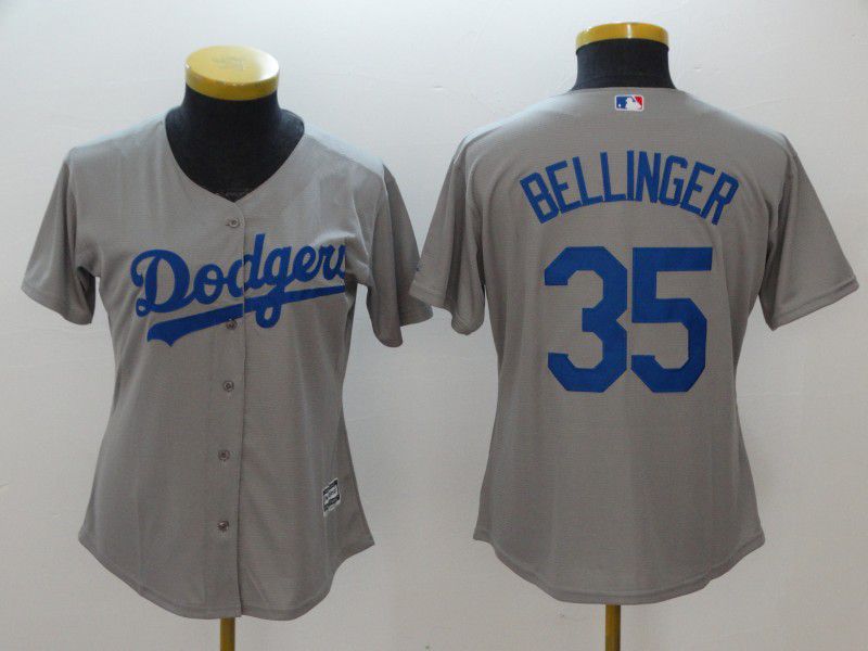 Women Los Angeles Dodgers #35 Bellinger Grey MLB Jerseys->los angeles dodgers->MLB Jersey